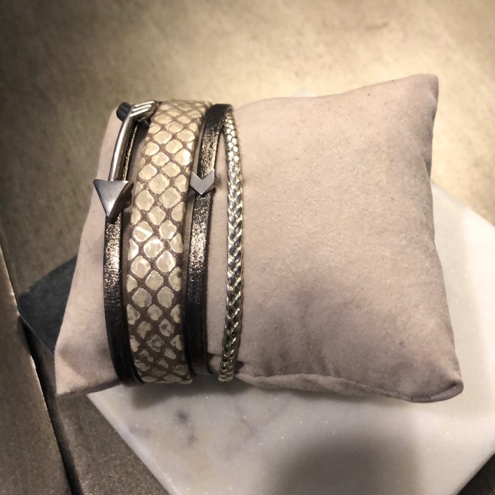 Leather and silver layered bracelet from France